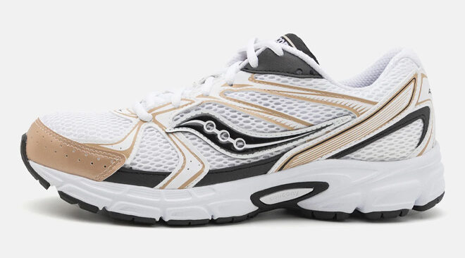 Saucony Ride Millennium Athletic Shoe in White Gold Black Saucony Ride Millennium Athletic Shoe in White Gold Black