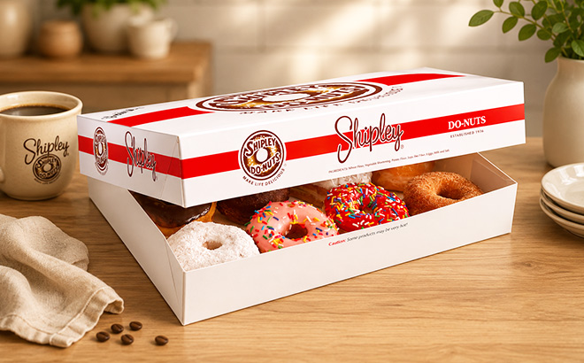 Shipley Do Nuts Donut Box on Kitchen Table