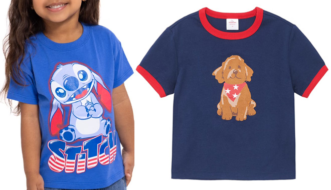 Stitch Toddler Graphic Americana Crewneck Tee and Toddler Patriotic Americana Short Sleeve Tee Stitch Toddler Graphic Americana Crewneck Tee and Toddler Patriotic Americana Short Sleeve Tee