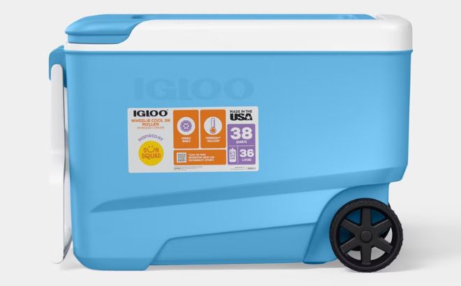 Sun Squad Wheelie 53 Cans38qt Rolling Cooler Carolina Blue Sun Squad Wheelie 53 Cans38qt Rolling Cooler Carolina Blue