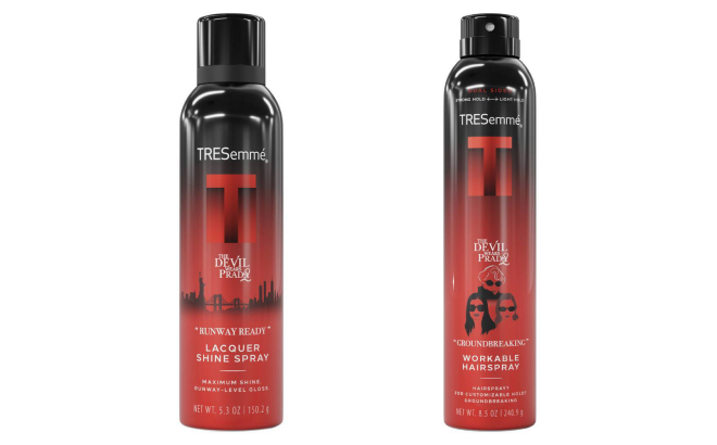 TRESemme Devil Wears Prada Lacquer Shine Spray and Workable Hairspray TRESemme Devil Wears Prada Lacquer Shine Spray and Workable Hairspray