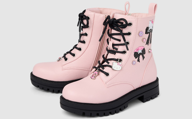 The Childrens Place x Hello Kitty And Friends Girls Studded Combat Boots The Childrens Place x Hello Kitty And Friends Girls Studded Combat Boots