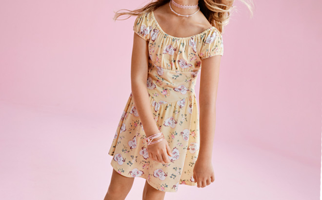 The Childrens Place x Hello Kitty Girls Print Drop Waist Dress The Childrens Place x Hello Kitty Girls Print Drop Waist Dress