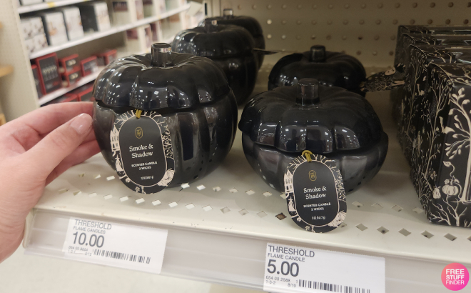 Threshold 2 Wick Black Glass Pumpkin Smoke and Shadow Halloween Jar Candles