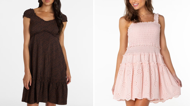 Time and Tru Womens Empire Waist Mini Dress and Celebrity Pink Womens Smocked Ruffle Mini Dress Time and Tru Womens Empire Waist Mini Dress and Celebrity Pink Womens Smocked Ruffle Mini Dress