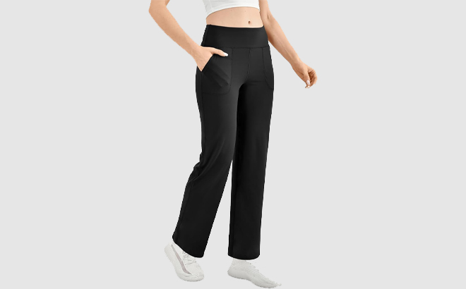 Walifrey Wide Leg Yoga Pants for Women with Pockets