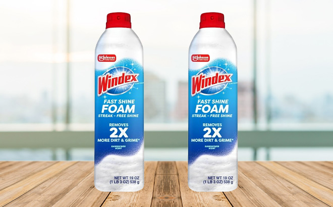Windex Fast Shine Foam Glass Cleaner 2 Pack on the Table Windex Fast Shine Foam Glass Cleaner 2 Pack on the Table