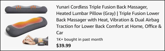 Yunari Cordless 3 in 1 Heated Lumbar Support Pillow Checkout