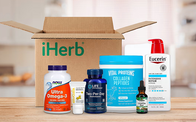 iHerb Box with Health and Beauty Products