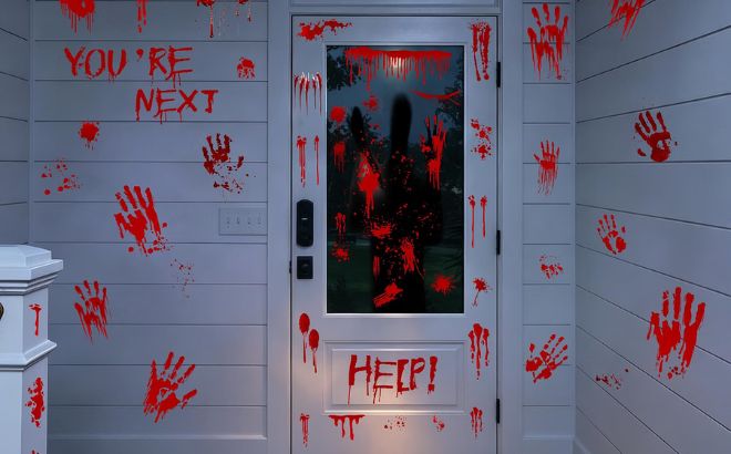 67 Piece Bloody Halloween Decor Handprint for Home 67 Piece Bloody Halloween Decor Handprint for Home