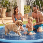 A Family Enjoy the KEGENMEI Sprinkler Splash Pad