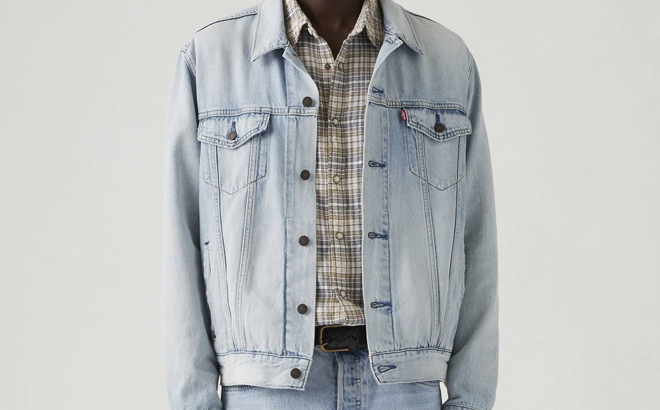 A Man Wearing Levis Lightweight Trucker Jacket