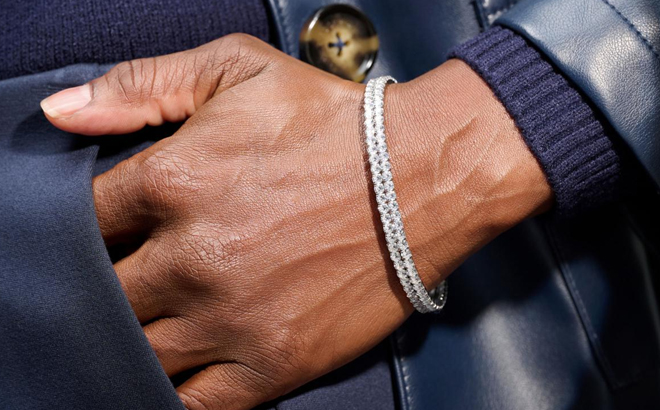 A Man Wearing Radiance by Absolute Double Row Stretch Bracelet