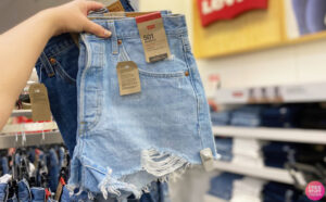 A Person Holding Levis Womens 501 Shorts