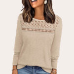 A Person Wearing Wiholl Womens Lace Long Sleeve Shirt