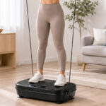A Woman Using Natini Whole Body Vibration Plate Exercise Machine