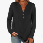 ANRABESS Womens Long Sleeve Henley Top