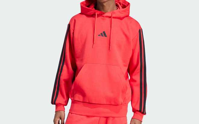 Adidas Essentials 3 Stripes Fleece Mens Hoodie