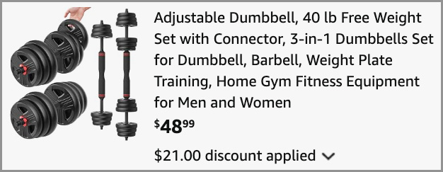 Adjustable Dumbbell Set at Checkout Adjustable Dumbbell Set at Checkout