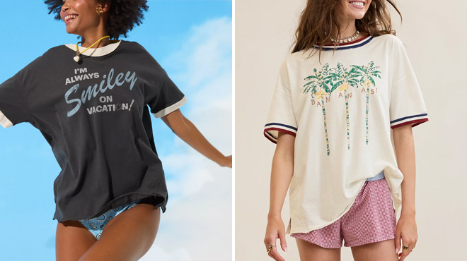 Aerie Smiley Oversized Crew Boyfriend T Shirt
