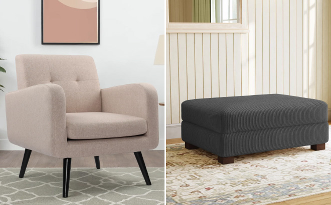 Almeda Tufted Polyester Armchair with Solid Wood Legs Almeda Tufted Polyester Armchair with Solid Wood Legs