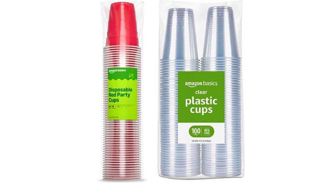 Amazon Basics Red and Plastic Cups