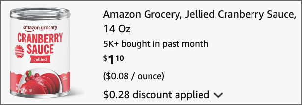 Amazon Grocery Jellied Cranberry Sauce at Checkout
