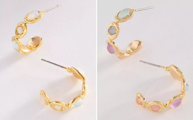 Anthropologie Colorful Semi Stone Hoop Earrings Anthropologie Colorful Semi Stone Hoop Earrings