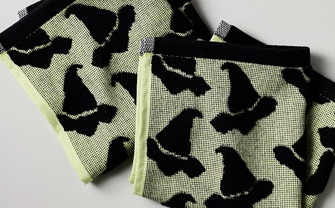 Anthropologie Icon Jacquard Spooky Dishcloths Set of 4