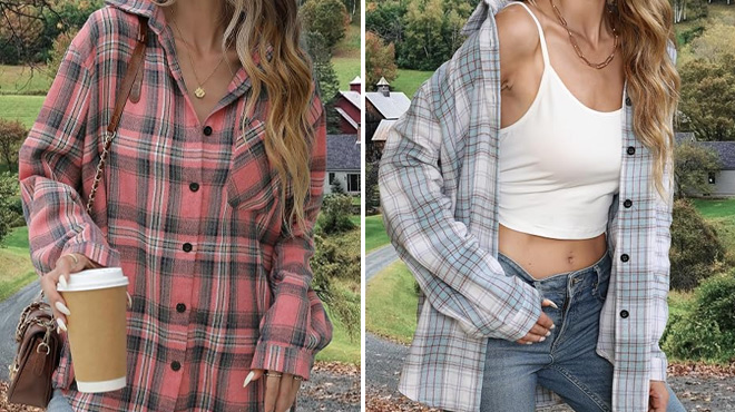 Asiertiy Womens Buffalo Plaid Flannel Shirts Asiertiy Womens Buffalo Plaid Flannel Shirts