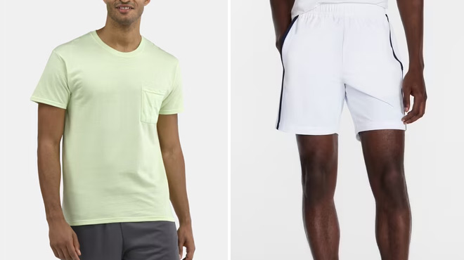 Athletic Works Mens and Big Mens Cotton Pocket Tee and Mens Active Tennis Shorts Athletic Works Mens and Big Mens Cotton Pocket Tee and Mens Active Tennis Shorts