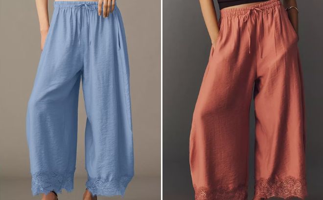 Attraco Womens High Waist Wide Leg Cropped Pants Attraco Womens High Waist Wide Leg Cropped Pants