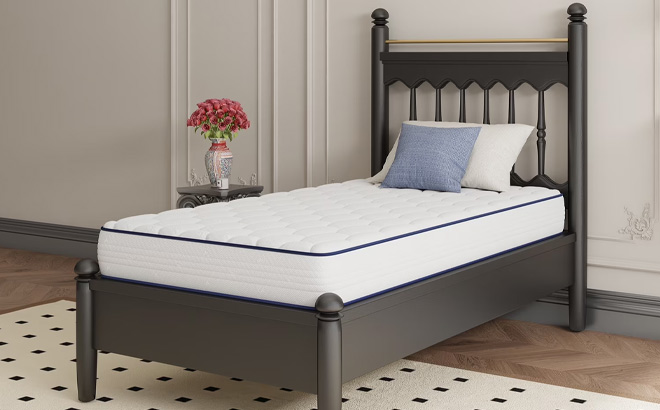 Avenco Twin Size Medium Adult Supportive Innerspring Mattress on the Bed Avenco Twin Size Medium Adult Supportive Innerspring Mattress on the Bed