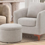 Barrel Chair with Storage Ottoman Gray