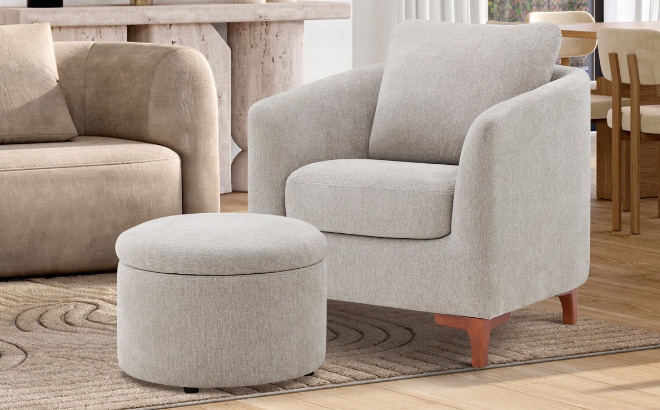 Barrel Chair with Storage Ottoman Gray Barrel Chair with Storage Ottoman Gray