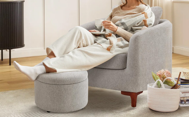 Barrel Chair with Storage Ottoman Barrel Chair with Storage Ottoman