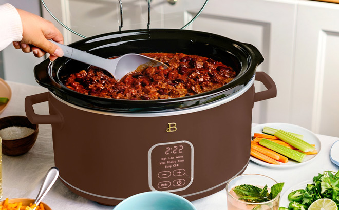 Beautiful by Drew Barrymore 6 Quart Programmable Slow Cooker in Chocolate Color