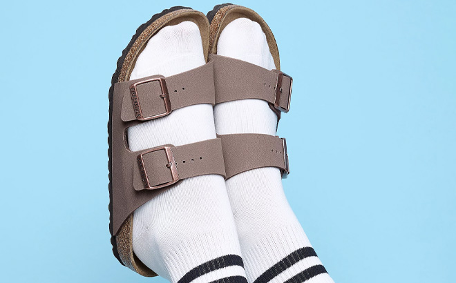Birkenstock Arizona Birkibuc Two Strap Slide Sandals Birkenstock Arizona Birkibuc Two Strap Slide Sandals