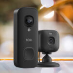 Blink Wired Doorbell 2K and Mini 2K Security Camera on a Table