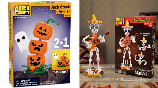 Brickcraft Halloween Jack Stack Building Kit and harvest skeleton set