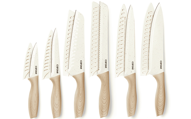 CAROTE Kitchen Knife Set with Blade Guards 12 Piece CAROTE Kitchen Knife Set with Blade Guards 12 Piece