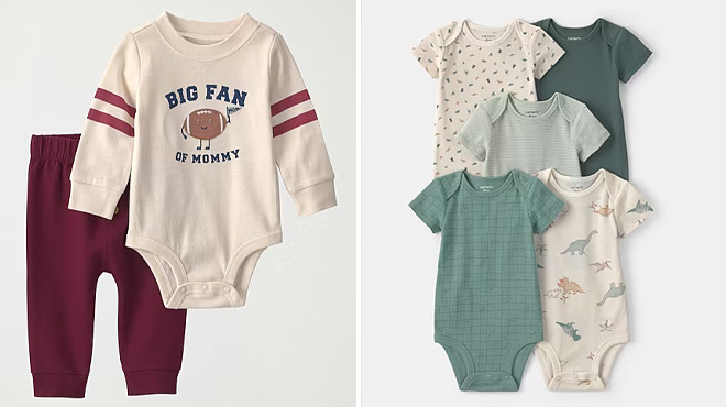 Carters Baby Boys Knit 2 pc Pant Set and Baby Boys Crew Neck Short Sleeve Rib 5 pc Bodysuit Carters Baby Boys Knit 2 pc Pant Set and Baby Boys Crew Neck Short Sleeve Rib 5 pc Bodysuit