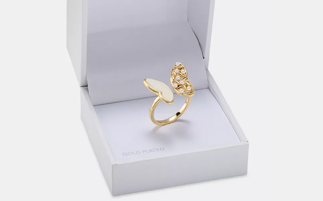 Charter Club Mother of Pearl Cubic Zirconia Butterfly Ring in a Box