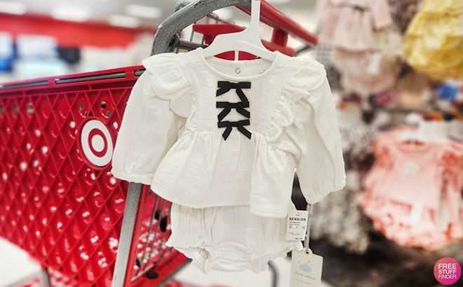 Cloud Island Baby Bow Ruffle Top and Bloomer Set