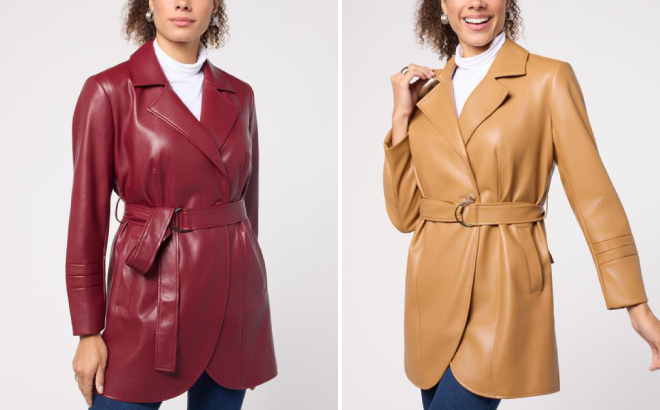 Colleen Lopez Signature Faux Leather Jacket with Belt