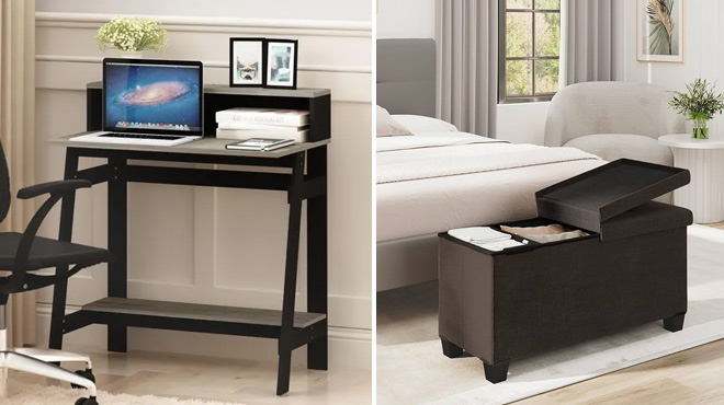 Computer Desk and Storage Ottoman Computer Desk and Storage Ottoman