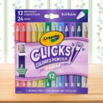 Crayola Clicks 2 0mm Mechanical Colored Pencil Set 12 Count on the Table