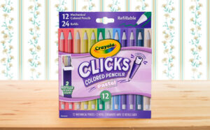 Crayola Clicks 2 0mm Mechanical Colored Pencil Set 12 Count on the Table