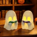 DAZONGE 2Pack 3D Printed LED Reading Ghost Halloween Decorations Indoor