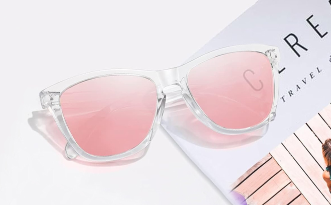 ELITERA Polarized Sunglasses in Transparent Pink ELITERA Polarized Sunglasses in Transparent Pink